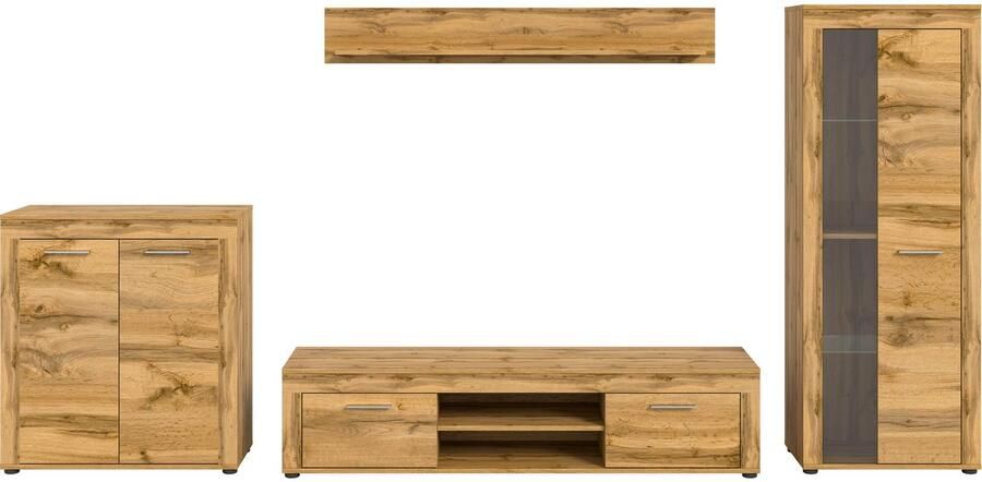 INOSIGN Wandmeubel Aosta Breedte 330cm bestaand uit Highboard Lowboard Wandplank Vitrine (4 stuks) - Foto 11