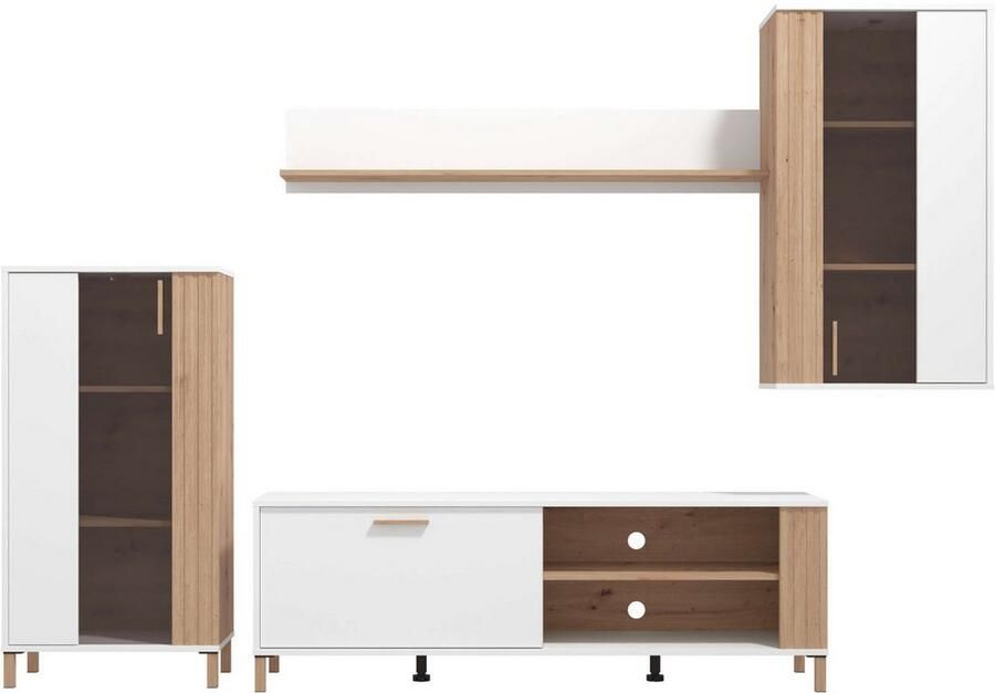 INOSIGN Wandmeubel Bastia woonwand mediawand aanbouwwand met MDF-profielen breedte 281 cm (complete set 4-delig) - Foto 3