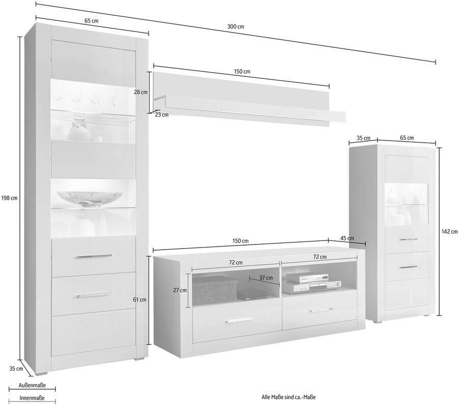 INOSIGN Wandmeubel Bianco (set 4-delig)