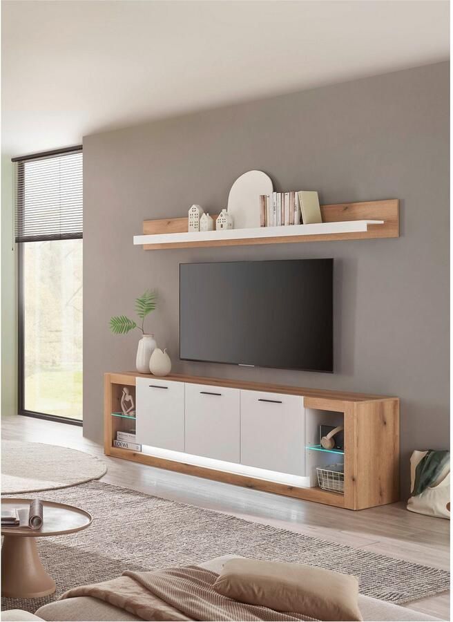 INOSIGN Wandmeubel Brixen moderne opbouwwand woonkamer set eik Evoke decor met wit (set 2-delig) - Foto 2