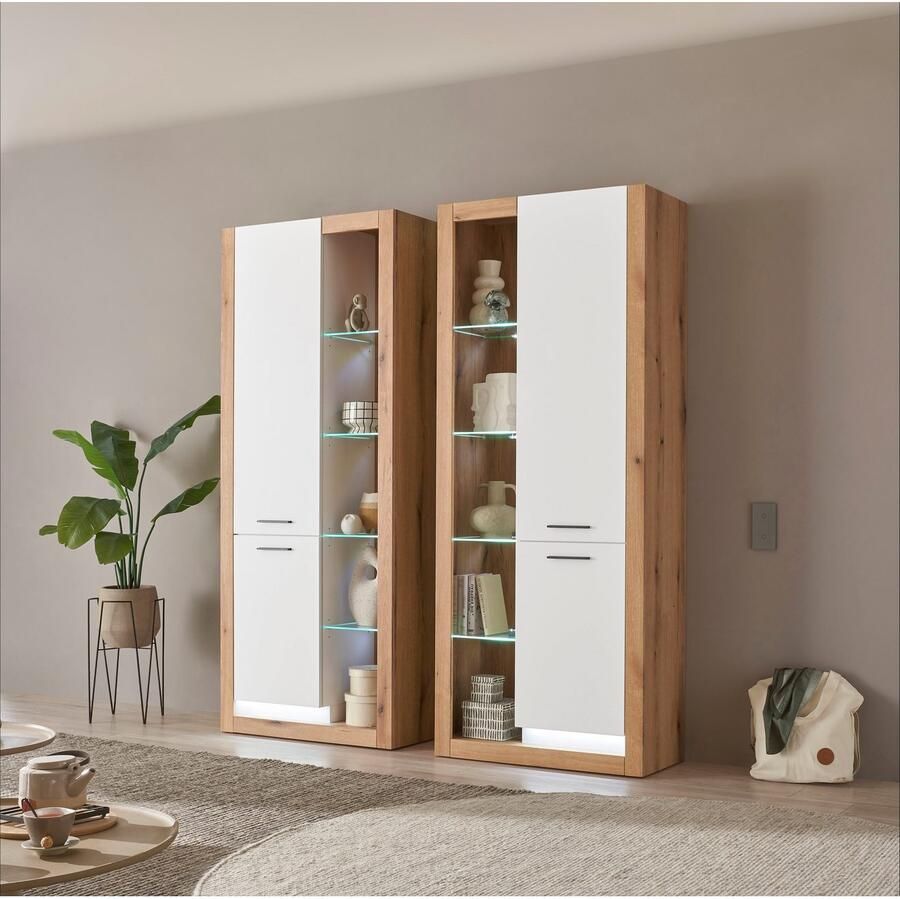 INOSIGN Wandmeubel Brixen moderne opbouwwand woonkamer set eik Evoke decor met wit (set 2-delig)