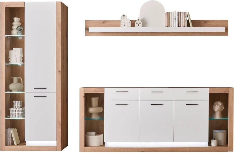 INOSIGN Wandmeubel Brixen moderne opbouwwand woonkamer set eik Evoke decor met wit (set 3-delig) - Foto 6