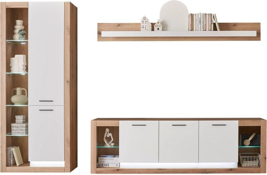 INOSIGN Wandmeubel Brixen moderne opbouwwand woonkamer set eik Evoke decor met wit (set 3-delig) - Foto 6