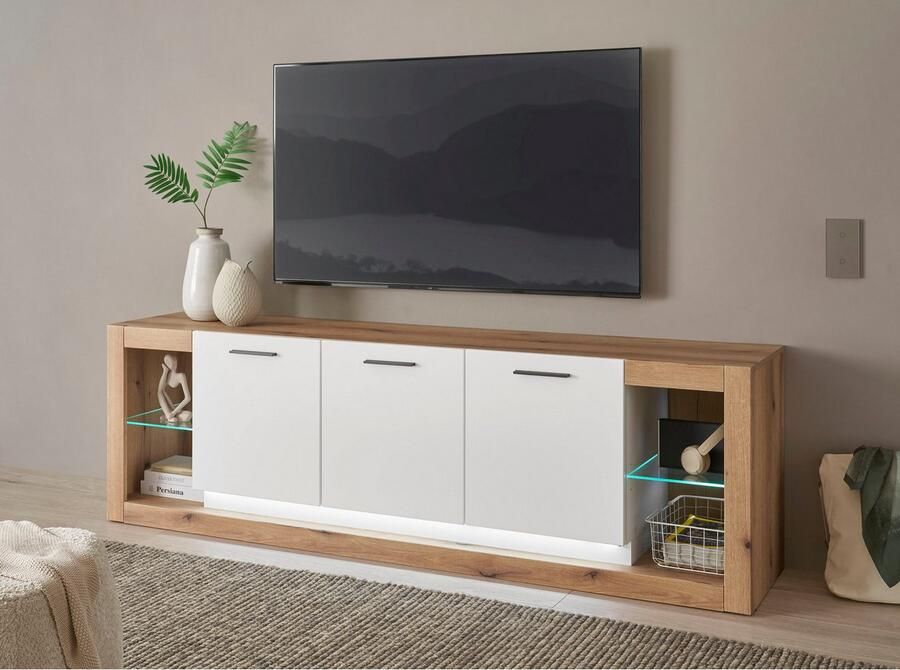 INOSIGN Wandmeubel Brixen moderne opbouwwand woonkamer set eik Evoke decor met wit (set 2-delig)