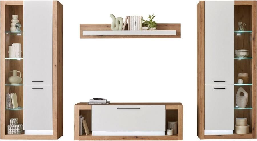 INOSIGN Wandmeubel Brixen moderne opbouwwand woonkamer set eik Evoke decor met wit (set 4-delig) - Foto 7