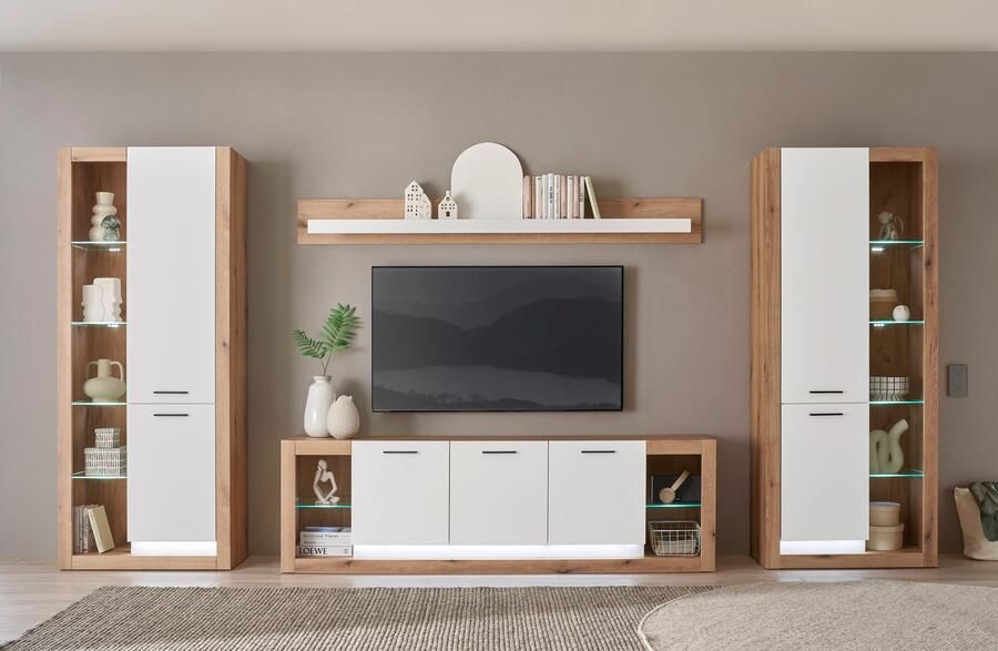 INOSIGN Wandmeubel Brixen moderne opbouwwand woonkamer set eik Evoke decor met wit (set 4-delig) - Foto 10