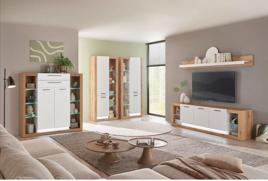 INOSIGN Wandmeubel Brixen moderne opbouwwand woonkamer set eik Evoke decor met wit (set 2-delig) - Foto 6