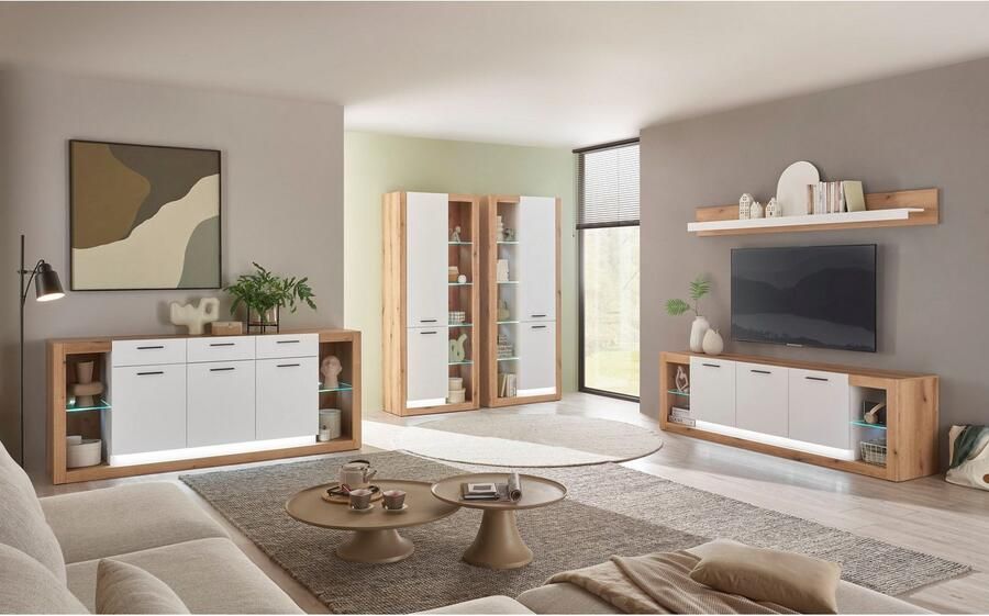 INOSIGN Wandmeubel Brixen moderne opbouwwand woonkamer set eik Evoke decor met wit (set 2-delig) - Foto 7