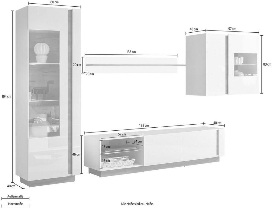 INOSIGN Wandmeubel CLAiR combi 23 (set 4-delig)