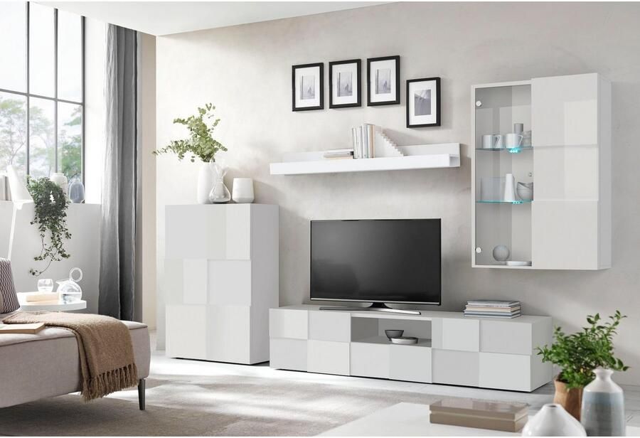 INOSIGN Wandmeubel Dama 4-delig breedte 300 cm hoogte 200 cm moderne aanbouwwand in 3D-look (set 4-delig)