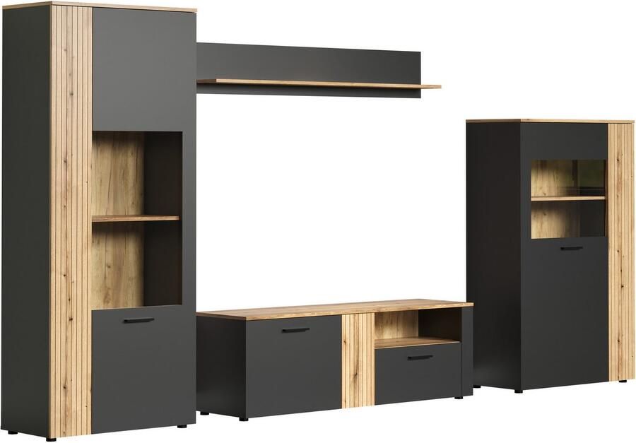 INOSIGN Wandmeubel Estepona Woonkamermeubilair met groevenlook (B D H): 340 42 195 cm (complete set 4-delig) - Foto 10