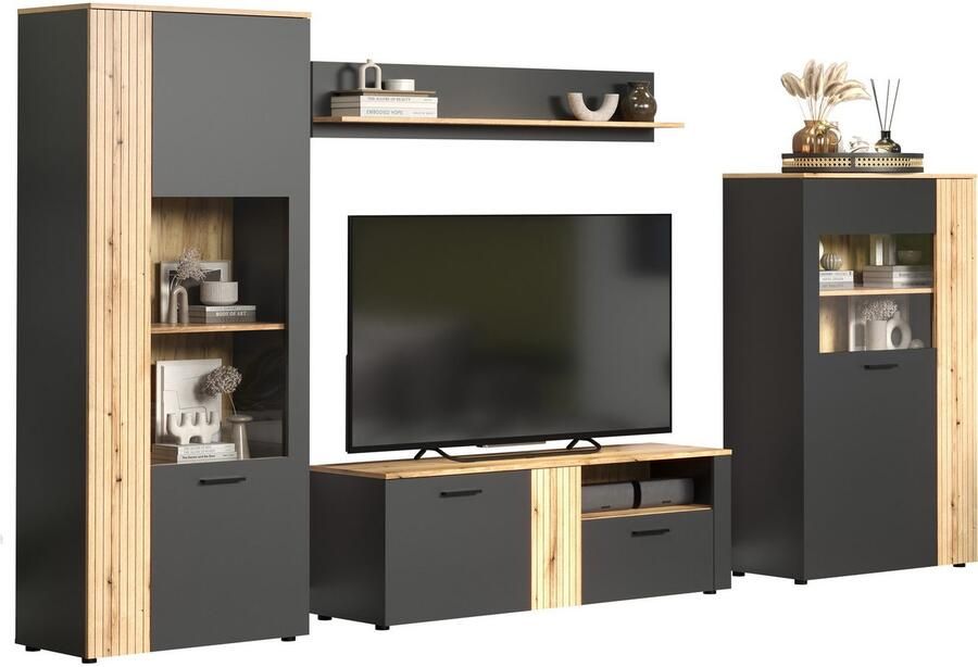 INOSIGN Wandmeubel Estepona Woonkamermeubilair met groevenlook (B D H): 340 42 195 cm (complete set 4-delig) - Foto 8