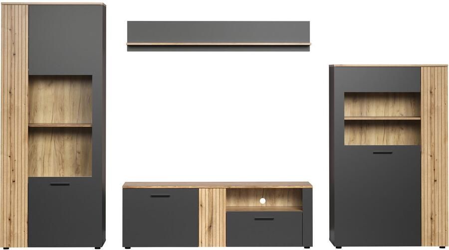INOSIGN Wandmeubel Estepona Woonkamermeubilair met groevenlook (B D H): 340 42 195 cm (complete set 4-delig) - Foto 9