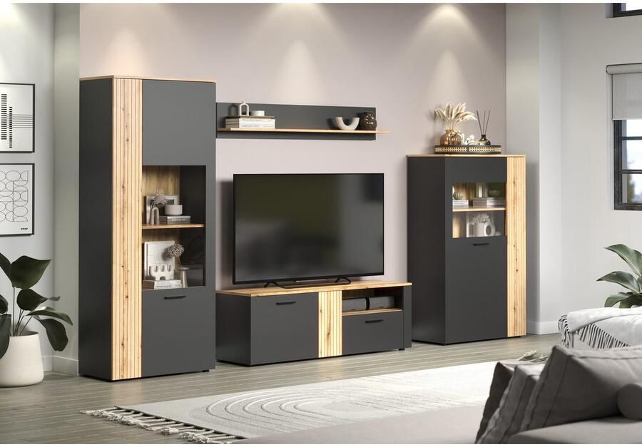 INOSIGN Wandmeubel Estepona Woonkamermeubilair met groevenlook (B D H): 340 42 195 cm (complete set 4-delig) - Foto 5