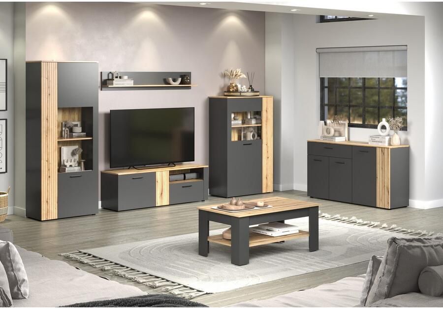 INOSIGN Wandmeubel Estepona Woonkamermeubilair met groevenlook (B D H): 340 42 195 cm (complete set 4-delig) - Foto 6