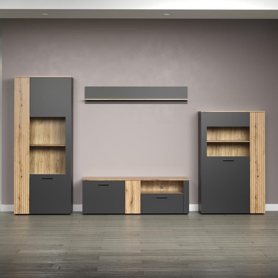 INOSIGN Wandmeubel Estepona Woonkamermeubilair met groevenlook (B D H): 340 42 195 cm (complete set 4-delig) - Foto 4