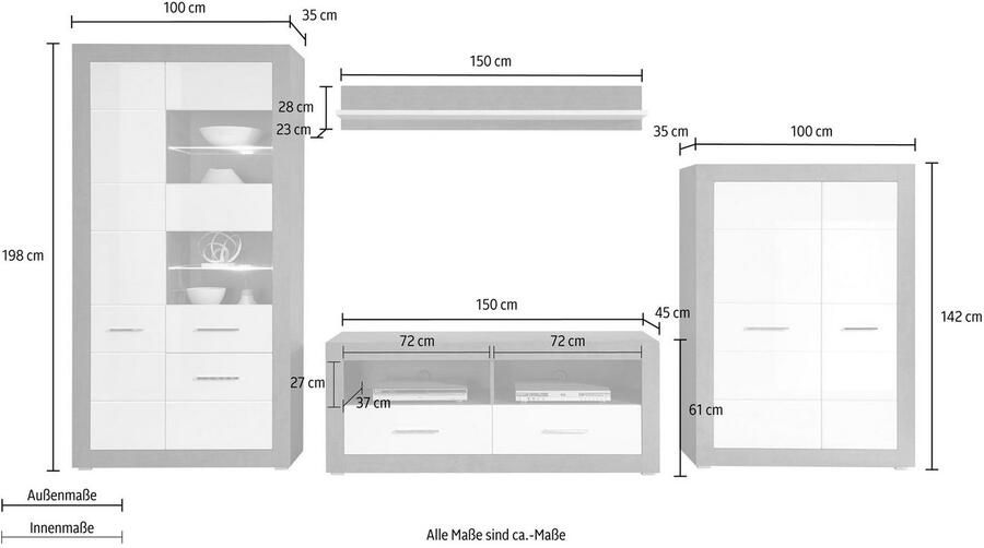 INOSIGN Wandmeubel Etero (4-delig) (set 4-delig)