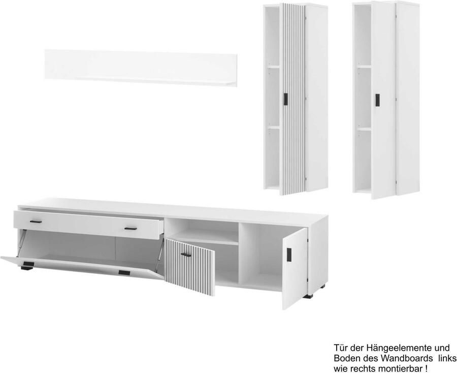 INOSIGN Wandmeubel Hudson met moderne groevenlook handgrepen van metaal (zwart) breedte 243 cm (set 4-delig) - Foto 3