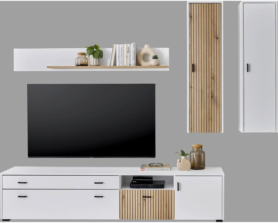 INOSIGN Wandmeubel Hudson met moderne groevenlook handgrepen van metaal (zwart) breedte 243 cm (set 4-delig) - Foto 6