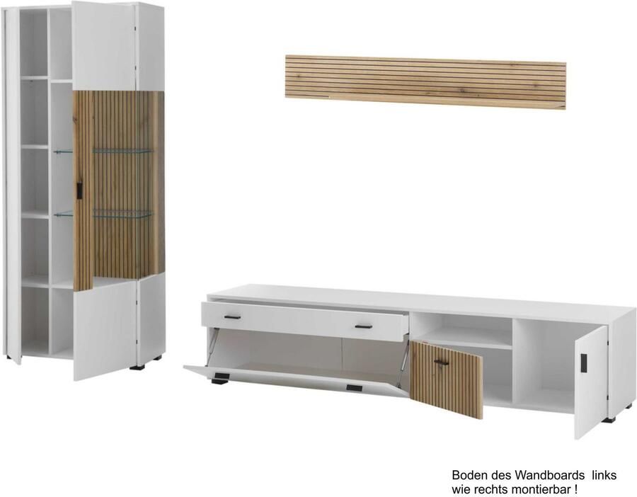INOSIGN Wandmeubel Hudson met moderne groevenlook handgrepen van metaal (zwart) breedte 285 cm (set 3-delig) - Foto 5
