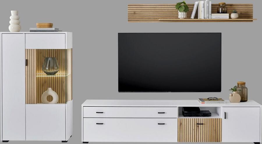 INOSIGN Wandmeubel Hudson met moderne groevenlook handgrepen van metaal (zwart) breedte 285 cm (set 3-delig) - Foto 7