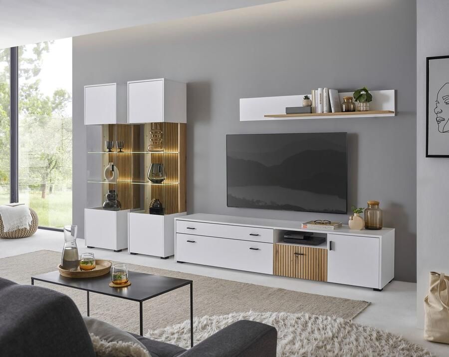 INOSIGN Wandmeubel Hudson met moderne groevenlook handgrepen van metaal (zwart) breedte 316 cm (set 4-delig) - Foto 3