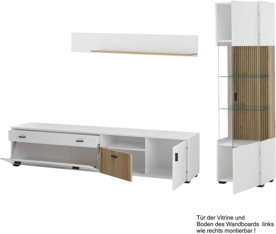 INOSIGN Wandmeubel Hudson met moderne groevenlook handgrepen van metaal (zwart) breedte 316 cm (set 3-delig) - Foto 2