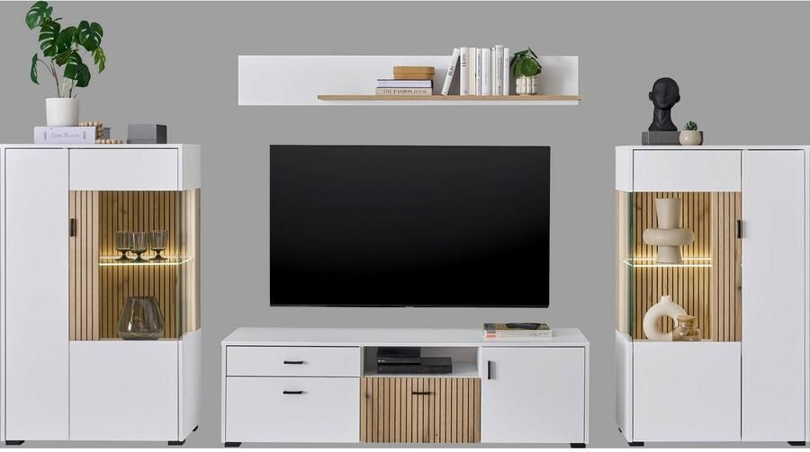 INOSIGN Wandmeubel Hudson met moderne groevenlook handgrepen van metaal (zwart) breedte 320 cm (set 4-delig) - Foto 9