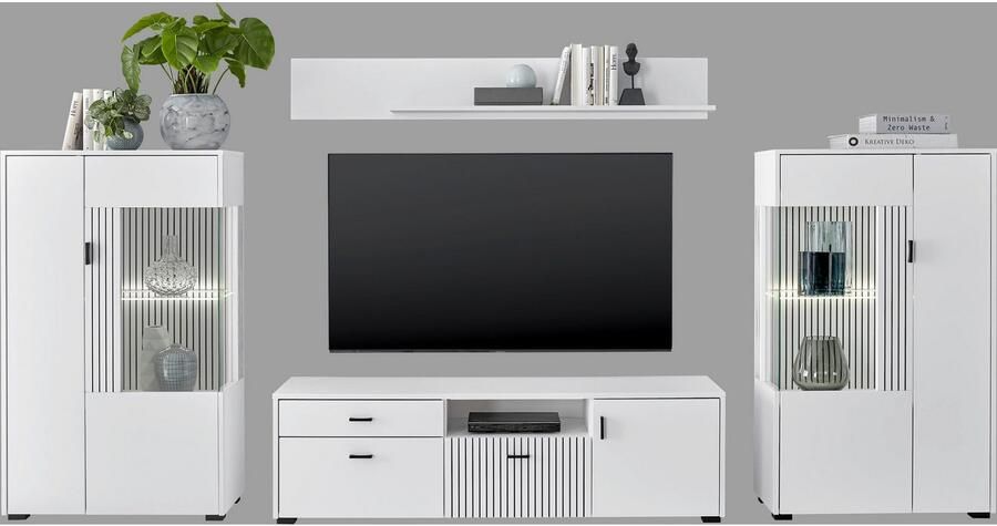INOSIGN Wandmeubel Hudson met moderne groevenlook handgrepen van metaal (zwart) breedte 320 cm (set 4-delig) - Foto 9