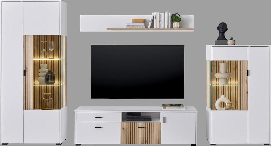 INOSIGN Wandmeubel Hudson met moderne groevenlook handgrepen van metaal (zwart) breedte 320 cm (set 4-delig) - Foto 9