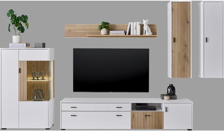 INOSIGN Wandmeubel Hudson met moderne groevenlook handgrepen van metaal (zwart) breedte 328 cm (set 5-delig) - Foto 9