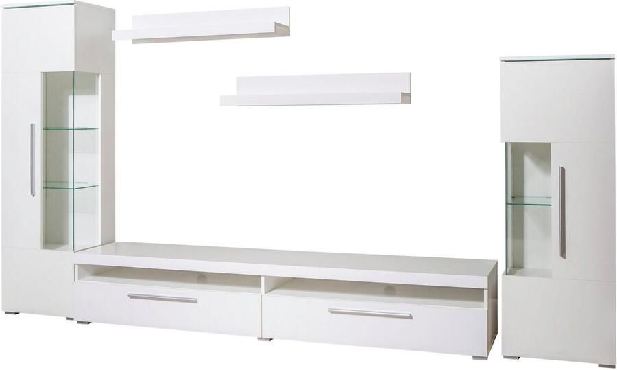INOSIGN Wandmeubel India breedte 290cm moderne mediastelling zonder verlichting Aanbouwwand (set 5-st 2x vitrine 1 TV-kast 2x wandplank) veel opbergruimte (set 5 stuks) - Foto 7