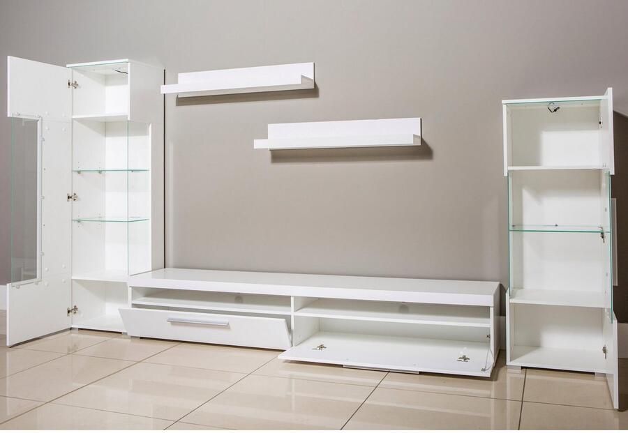 INOSIGN Wandmeubel India breedte 290cm moderne mediastelling zonder verlichting Aanbouwwand (set 5-st 2x vitrine 1 TV-kast 2x wandplank) veel opbergruimte (set 5 stuks) - Foto 4