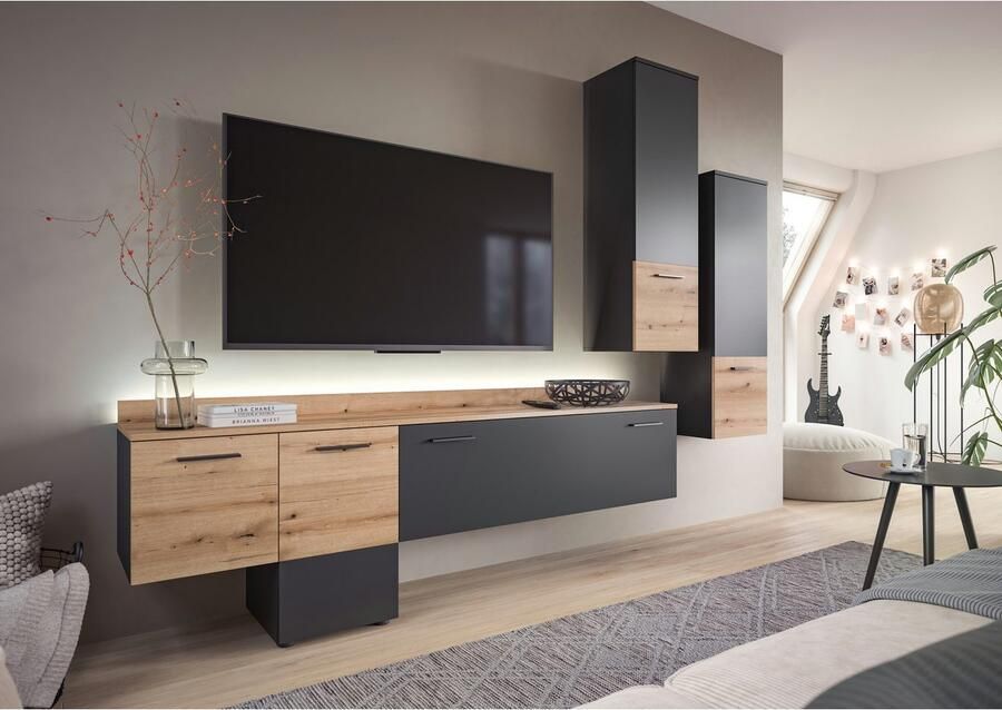 INOSIGN Wandmeubel Laport Breedte 247 cm incl. 1 Lowboard met indirecte verlichting & (3-delig) - Foto 4