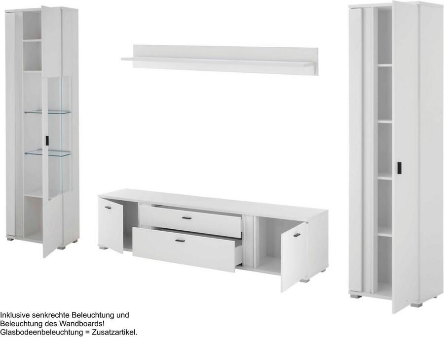 INOSIGN Wandmeubel Long Island in moderne trendkleur inclusief verticale verlichting breedte 330 cm (set 4-delig) - Foto 4