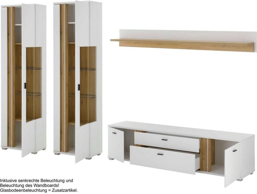 INOSIGN Wandmeubel Long Island in moderne trendkleur inclusief verticale verlichting breedte 330 cm (set 4-delig) - Foto 5