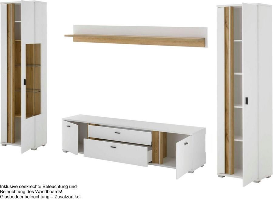INOSIGN Wandmeubel Long Island in moderne trendkleur inclusief verticale verlichting breedte 330 cm (set 4-delig) - Foto 6