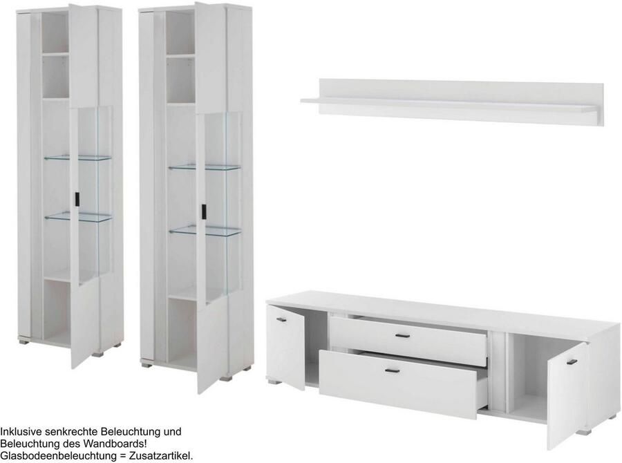 INOSIGN Wandmeubel Long Island in moderne trendkleur inclusief verticale verlichting breedte 330 cm (set 4-delig) - Foto 4