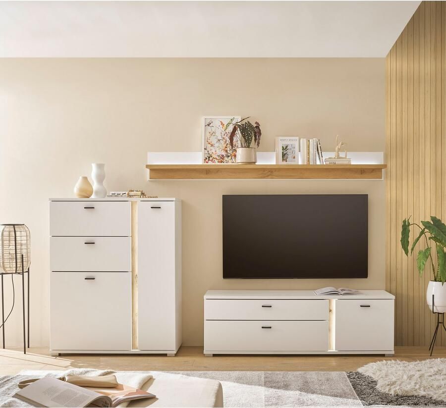 INOSIGN Wandmeubel Long Island in moderne trendkleur inclusief verticale verlichting breedte 260 cm (set 3-delig)