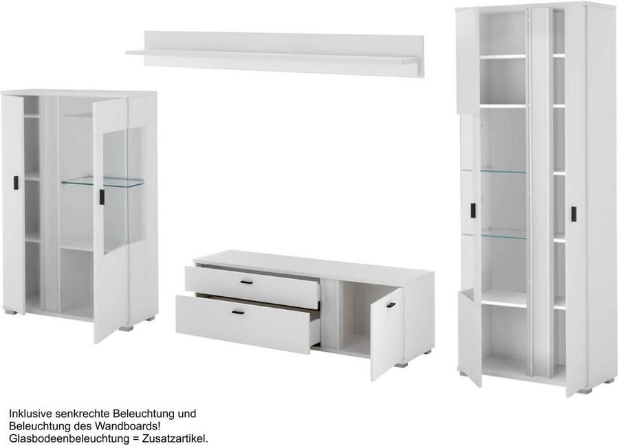 INOSIGN Wandmeubel Long Island in moderne trendkleur inclusief verticale verlichting breedte 330 cm (set 4-delig) - Foto 7