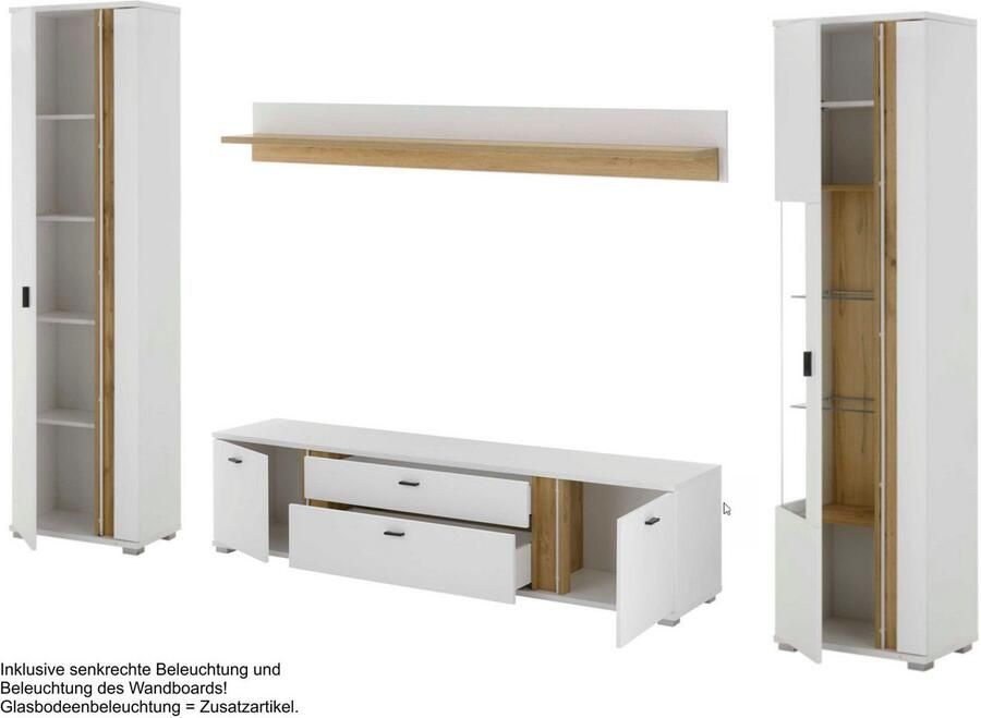 INOSIGN Wandmeubel Long Island in moderne trendkleur inclusief verticale verlichting breedte 330 cm (set 4-delig) - Foto 7