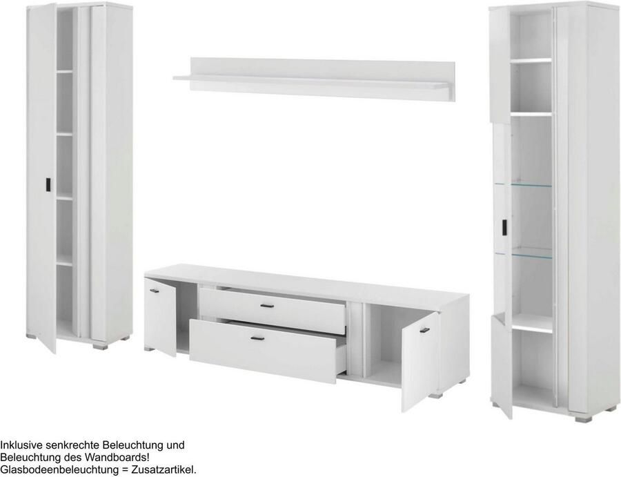 INOSIGN Wandmeubel Long Island in moderne trendkleur inclusief verticale verlichting breedte 330 cm (set 4-delig) - Foto 4