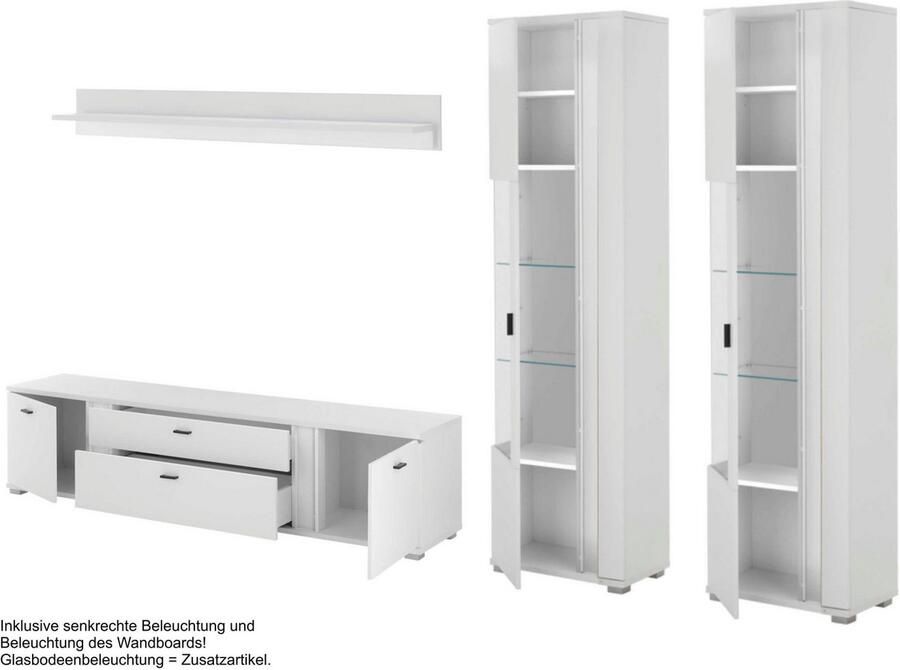 INOSIGN Wandmeubel Long Island in moderne trendkleur inclusief verticale verlichting breedte 330 cm (set 4-delig) - Foto 4