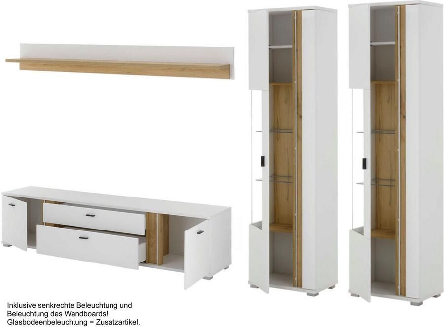 INOSIGN Wandmeubel Long Island in moderne trendkleur inclusief verticale verlichting breedte 330 cm (set 4-delig) - Foto 5