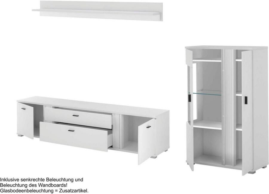 INOSIGN Wandmeubel Long Island in moderne trendkleur inclusief verticale verlichting breedte 290 cm (set 3-delig) - Foto 4