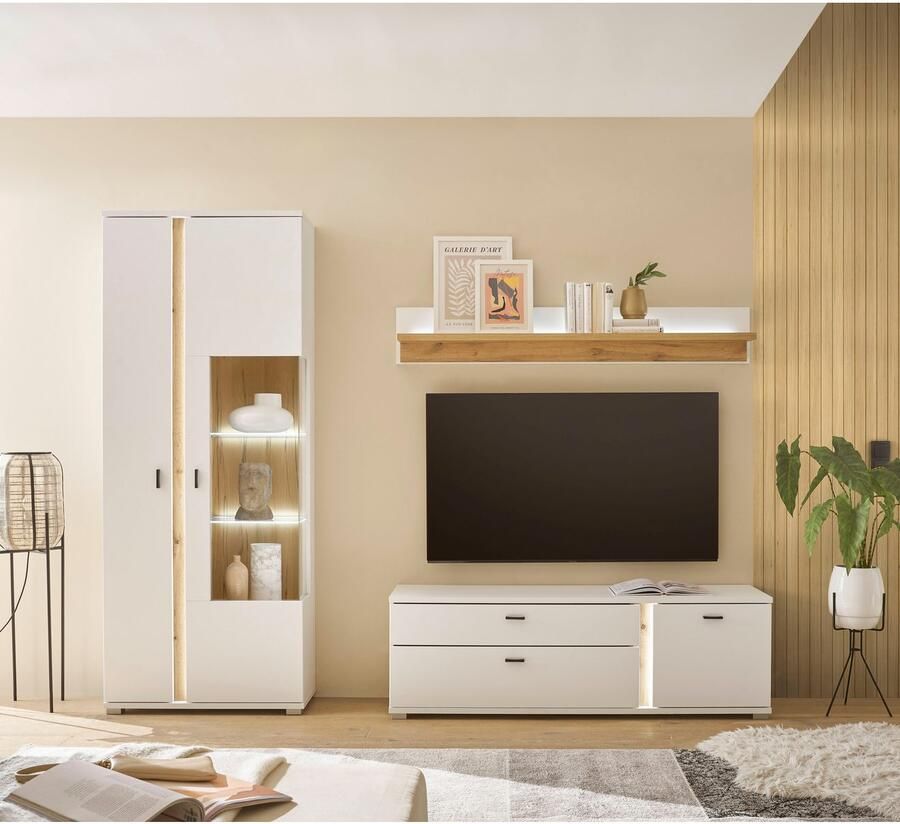 INOSIGN Wandmeubel Long Island in moderne trendkleur inclusief verticale verlichting breedte 240 cm (set 3-delig)