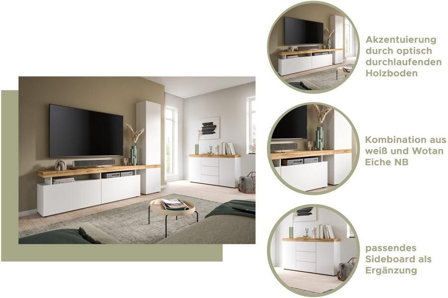 INOSIGN Dressoir Mambo Breedte 125 cm greeploze fronten 2 Deuren 3 Lades 2-kleurig deuren met push-to-open greeploze fronten buffetkast kast - Foto 5