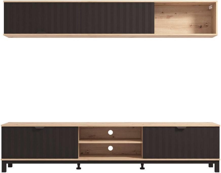 INOSIGN Wandmeubel Monaco incl. TV-meubel en Wandplank 218 cm trendkleuren voorkant in 3d-optiek (complete set 2-delig) - Foto 4