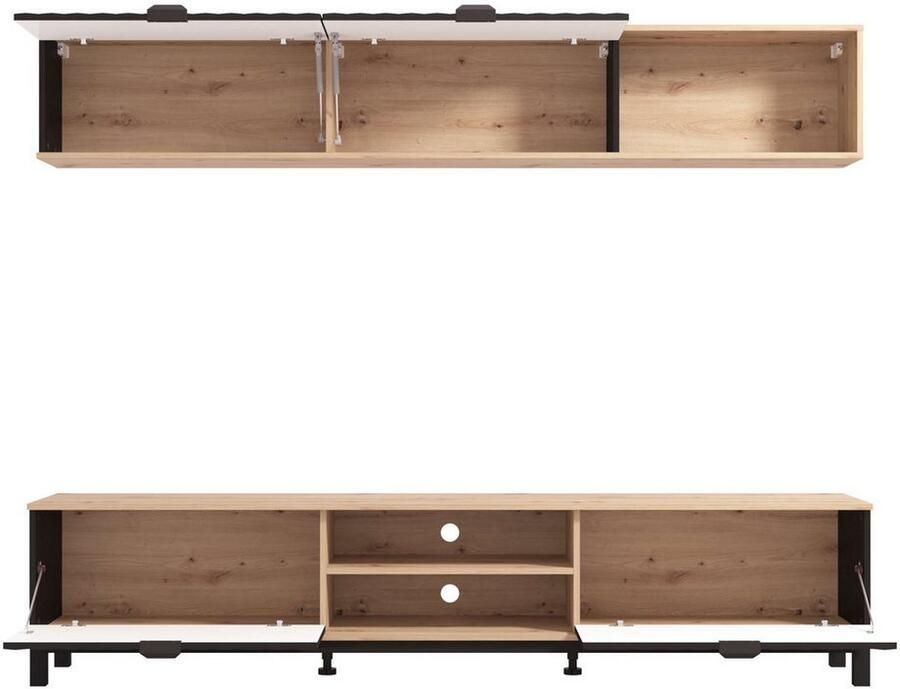 INOSIGN Wandmeubel Monaco incl. TV-meubel en Wandplank 218 cm trendkleuren voorkant in 3d-optiek (complete set 2-delig) - Foto 3