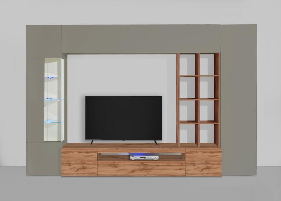 INOSIGN Wandmeubel New Egypt wandmeubel mediameubel woonkamerwand 2 kleppen 2 kleine deuren 2 grote deuren rekopbouw breedte 290 hoogte 191 (set 5 stuks) - Foto 7